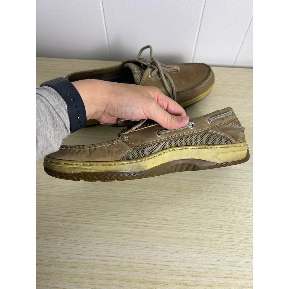 Sperry Boat Shoes Mens 11M Tan Billfish 3-Eye Leather Nautical Preppy Loafer